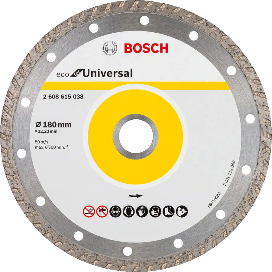 Bosch - Ekonomik Seri 9+1 Genel Yapı Malzemeleri İçin Elmas Kesme Diski 180 mm Turbo
