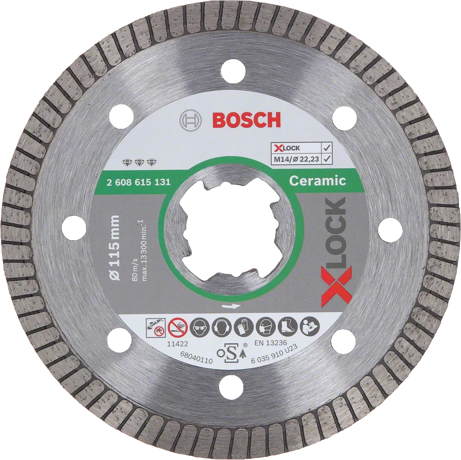 Bosch - X-LOCK - Best Serisi Seramik İçin, Extra Temiz Kesim Turbo Segman  Elmas Kesme Diski 115 mm