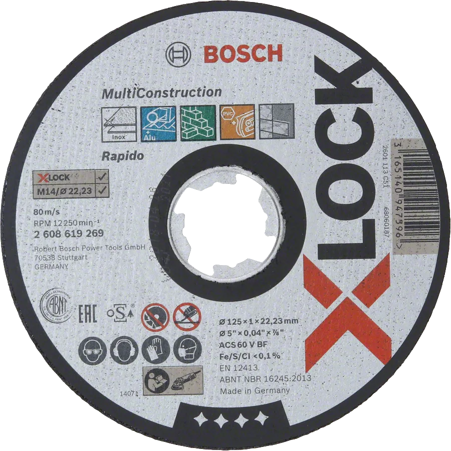 Bosch - X-LOCK - 125*1,0 mm Çoklu Malzemelerde Kullanım İçin Düz Kesme Diski (Taş)