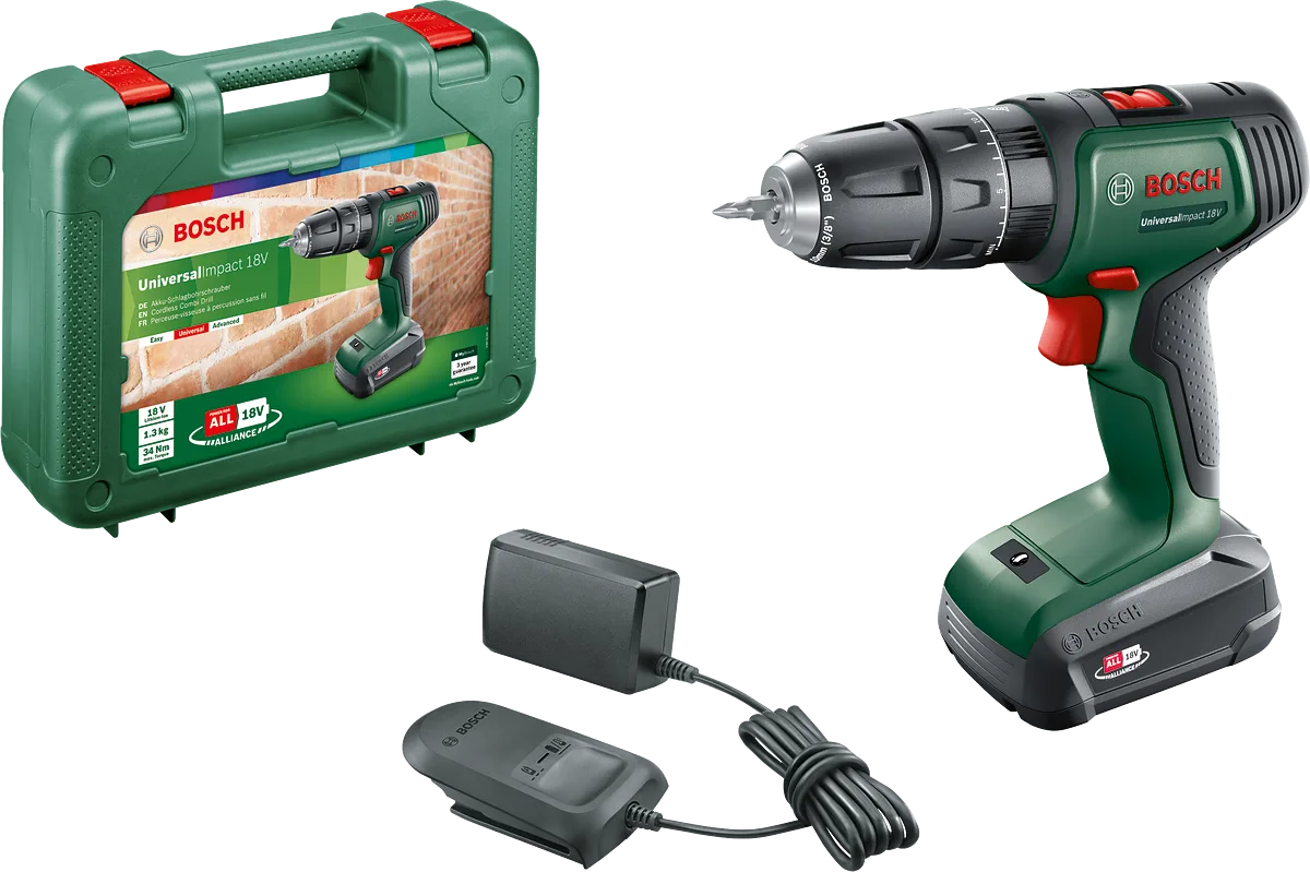 Bosch UniversalImpact 18 Tek Akülü Darbeli Delme Vidalama Makinesi (1 x 1,5Ah)