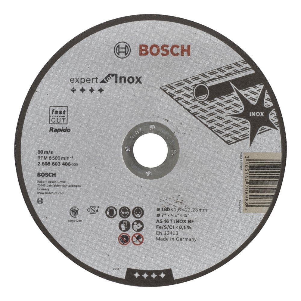 Bosch - 180 * 1.6 mm Expert Series Flat Inox (Stainless Steel) Cutting Disc (Stone) - Rapido