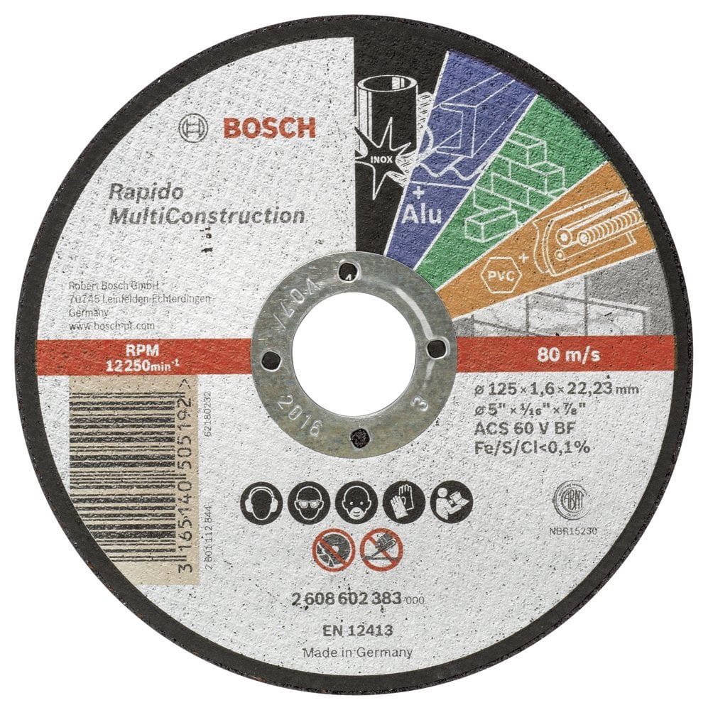 Bosch - 125*1.6 mm Flat Cutting Disc for Multi-Material Use (Stone)
