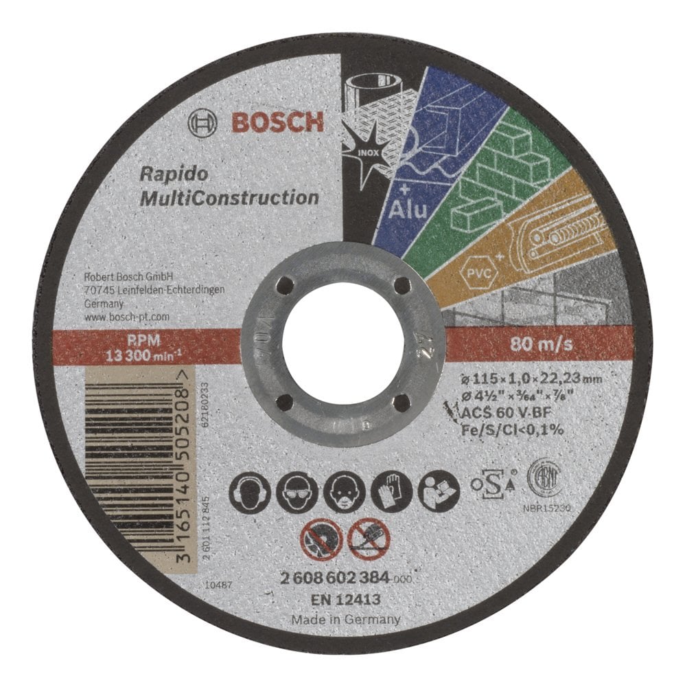 Havasis A.Ş. Bosch - 115*1,0 mm Çoklu Malzemelerde Kullanım İçin Düz Kesme Diski (Taş)
