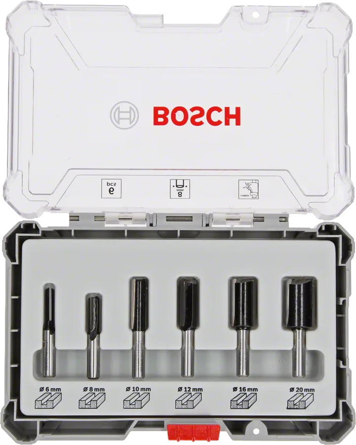 Bosch - Profesyonel 6 Parça Düz Freze Ucu Seti 8 mm Şaftlı